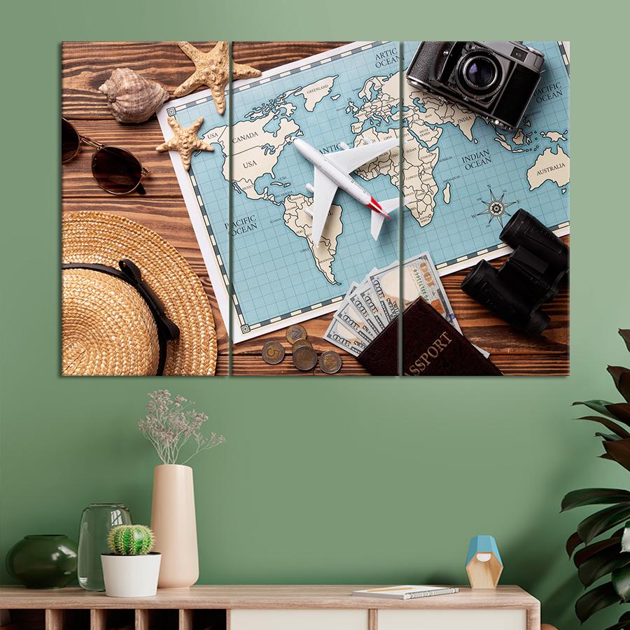 Картина карта Натюрморт путешественника 156x100 см (A1361-3)