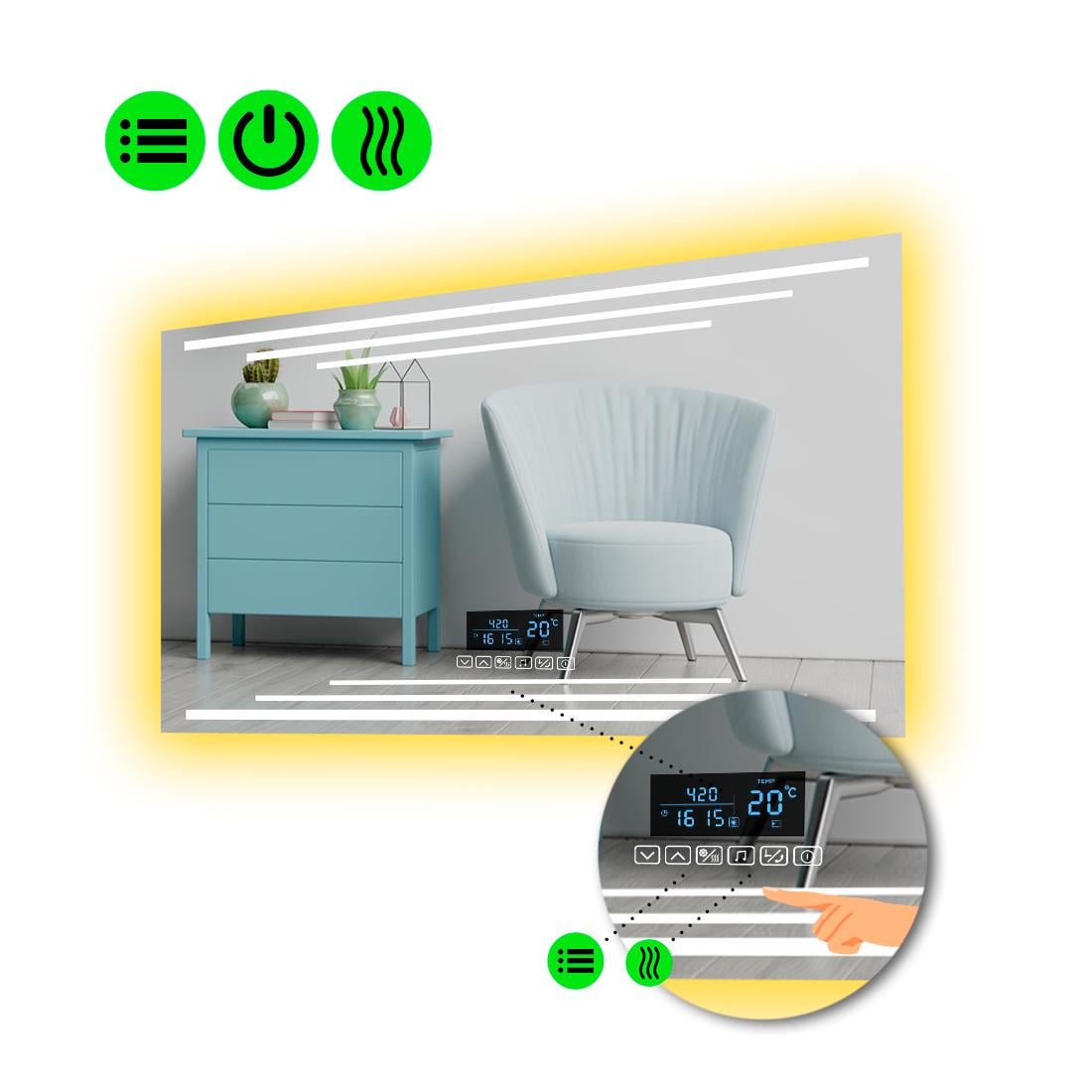 Зеркало с LED подсветкой Francisca со Smart-блоком и подогревом 80x60 см (8994514)