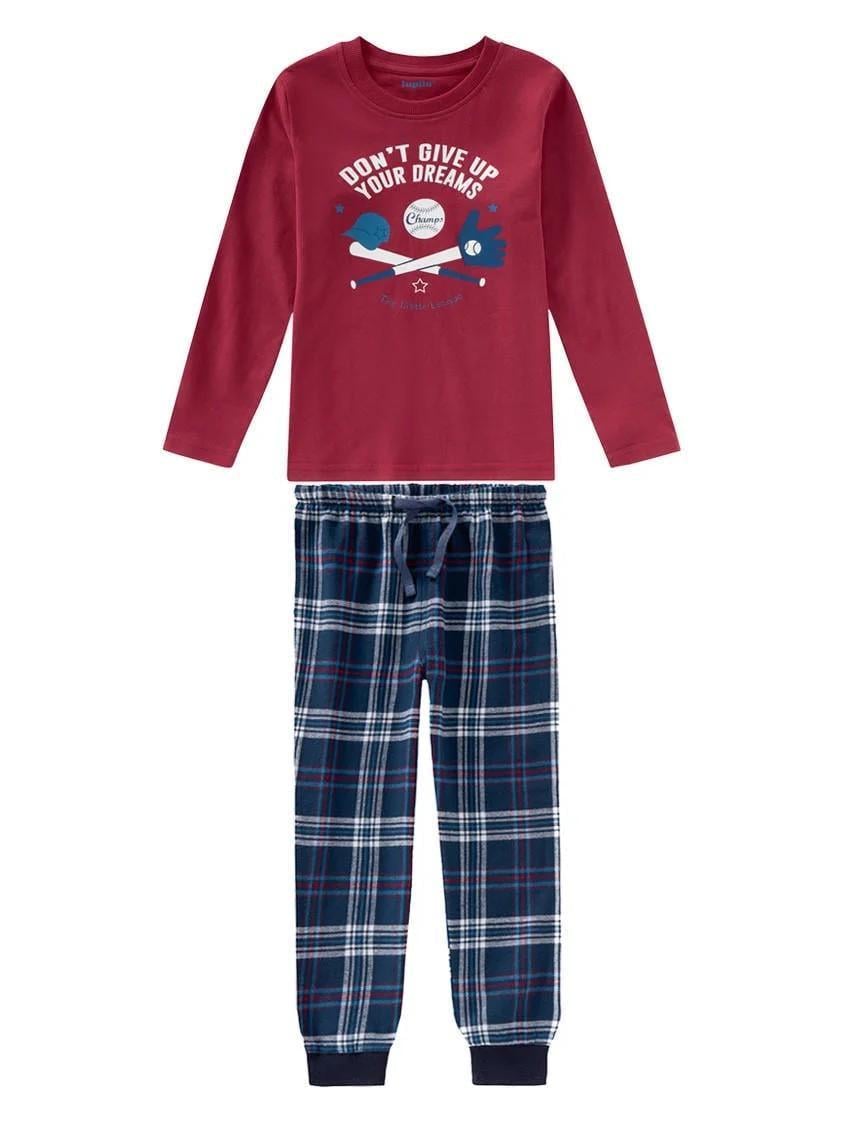 Піжама дитяча Lupilu 390204_2201-2 з фланелевими штанами Don`t Give Up Your Dreams 110-116 см Бордовий/Темно-синій (2789609023)