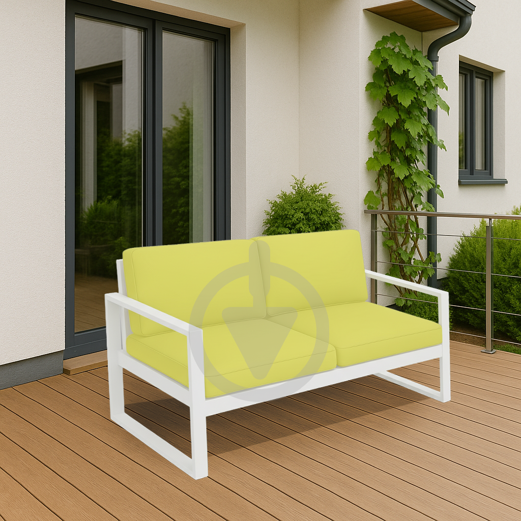 Диван металевий AVVS tech Бостон вуличний лофт з підлокітниками оксфорд 160 см Салатовий/Білий (30067117) - фото 4