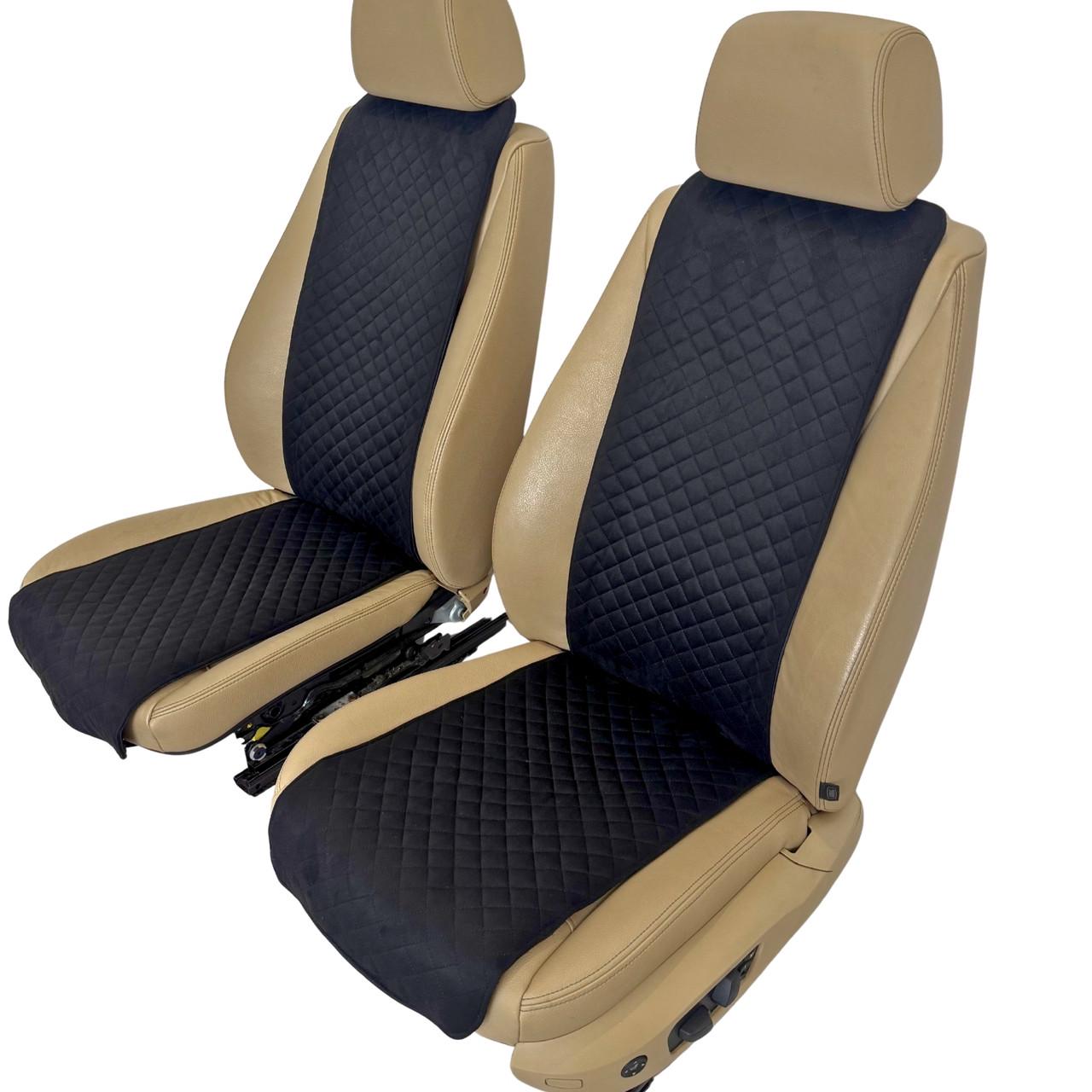 Чехлы-накидки на передние сиденья авто из алькантары Runa узкие Черный (325-2-N)