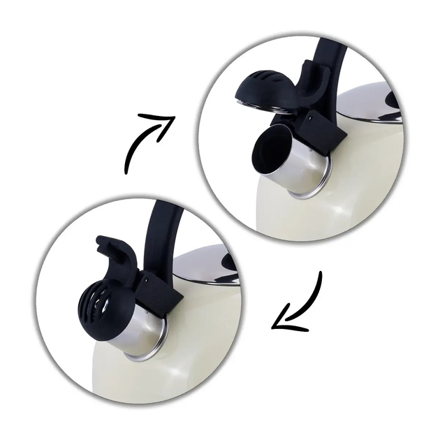 Чайник Kamille Whistling Кettle зі свистком 2,5 л Бежевий - фото 3 Чайник Kamille Whistling Кettle зі свистком 2,5 л Бежевий - фото 3