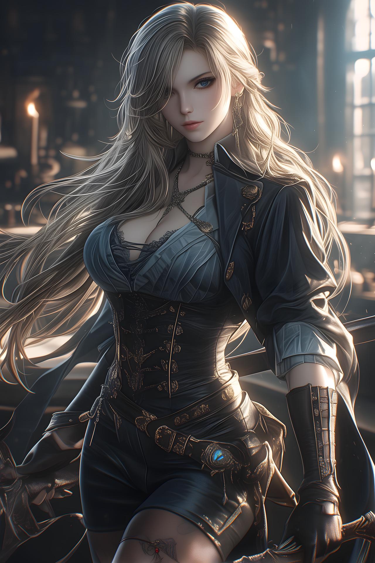 Пазл дерев'яний Дівчина пірат А5 дерев'яна коробка 35 ел. (Dem45-DER-А5)