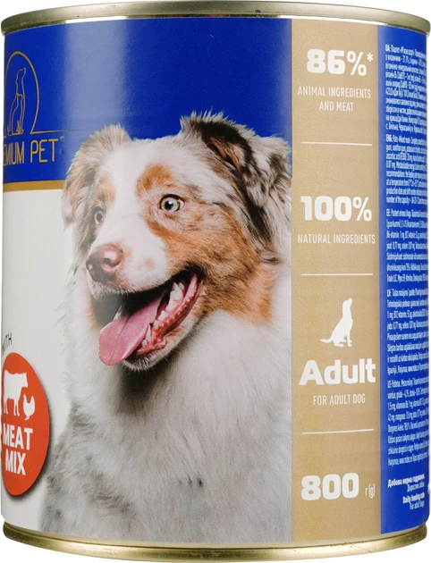 Паштет для собак взрослых Premium Pet Мясной ассорти влажный корм консерва 800 г (2641234758)