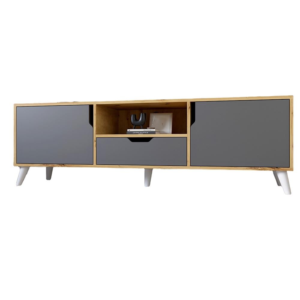 Тумба под ТВ М-Зон Борн 1600 Дуб артизан/Антрацит/Белый (MZN-031076)