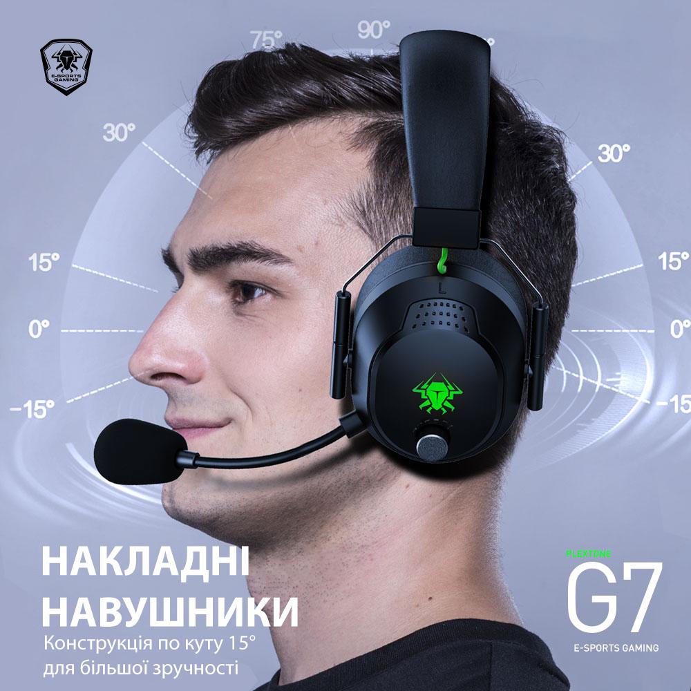 Наушники игровые Plextone G7 беспроводные с микрофоном Black/Green - фото 4