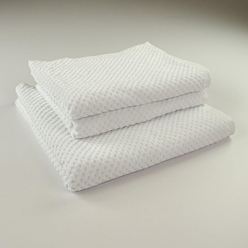 Набор махровых однотонных полотенец Damask жаккардовое с велюром 550 г/м2 50x90/50x90/70x140 см 3 шт. Белый