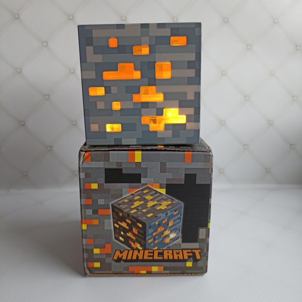 Ночник USB Куб Майнкрафт LED акумуляторный 7,5 см Желтый (2612939272) - фото 4