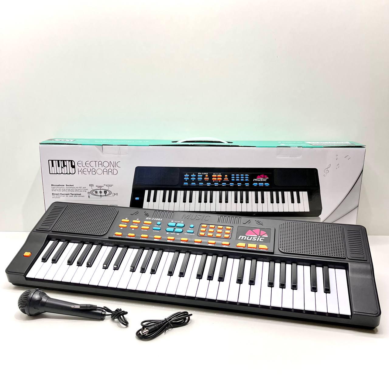 Синтезатор детский с микрофоном и USB 54 клавиши Черный (HS5460A)