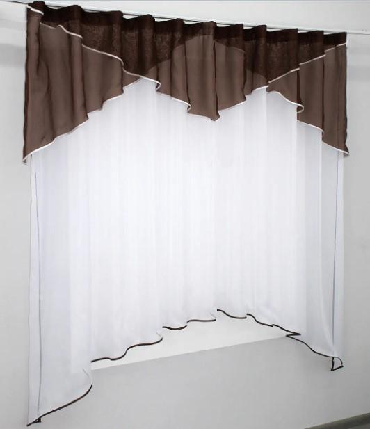 Тюль арка на кухню с ламбрекеном шифон 270х170 см Венге/Белый (025к) - фото 2 Тюль арка на кухню с ламбрекеном шифон 270х170 см Венге/Белый (025к) - фото 2