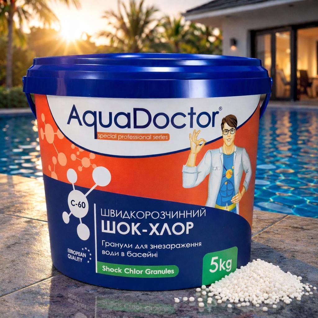 Хлор шок швидкий для басейну AquaDoctor C-60 у гранулах 5 кг