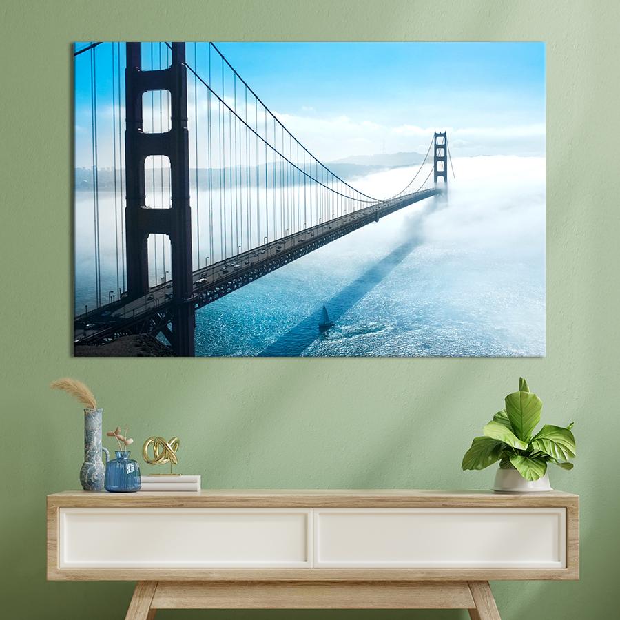 Картина город Мост через туман 80x54 см (A757-1)