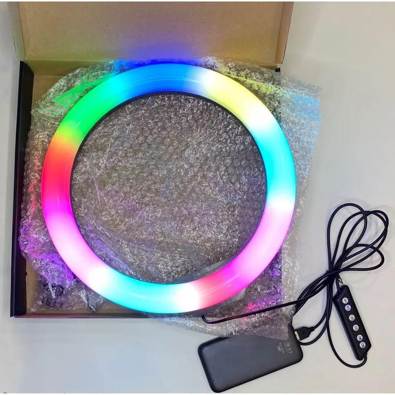 Лампа кольцевая светодиодная RGB LED RING MJ33 с креплением для телефона и регулировкой цвета 10 Вт 3200-6500K 33 см