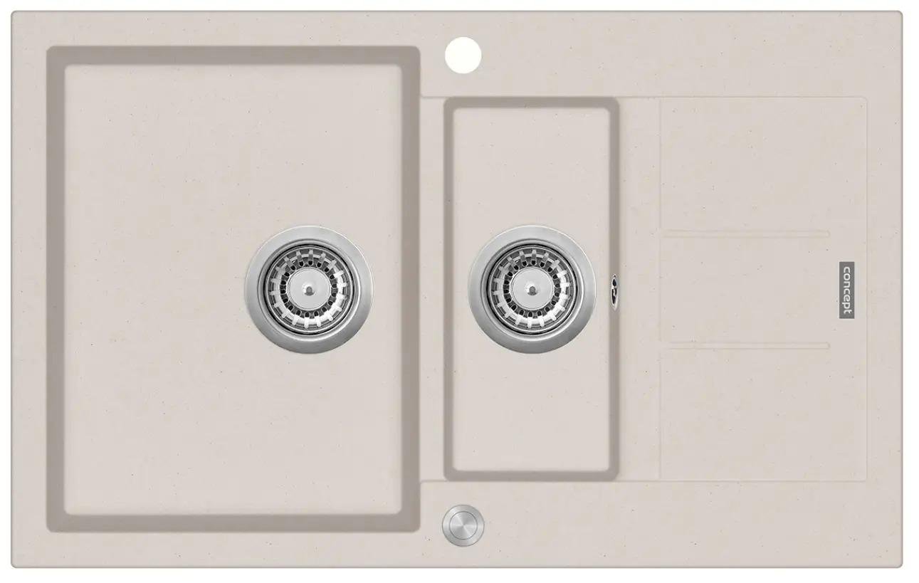 Мийка для кухні Concept dg205c60be зі зливом дві чаші гранітна 50x80x30,6 см Бежевий