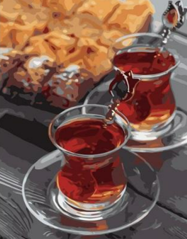 Картина по номерам Strateg Натюрморты Чай с тыквенным пирогом в термопакете 40х50 см (VA-3321-mt)