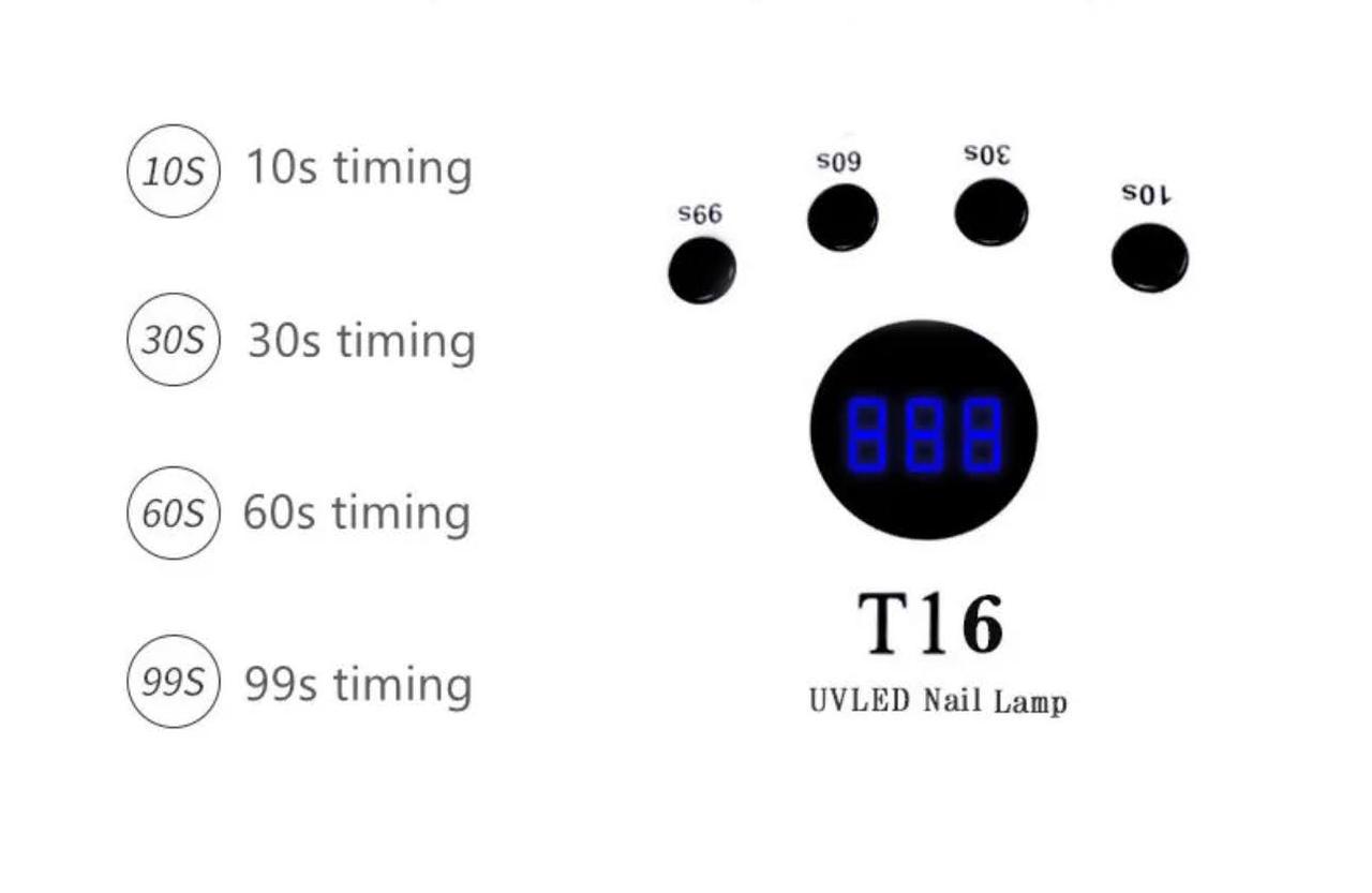 Лампа UV/LED T16 для сушіння нігтів з дисплеєм дно знімне 258 Вт Білий - фото 4