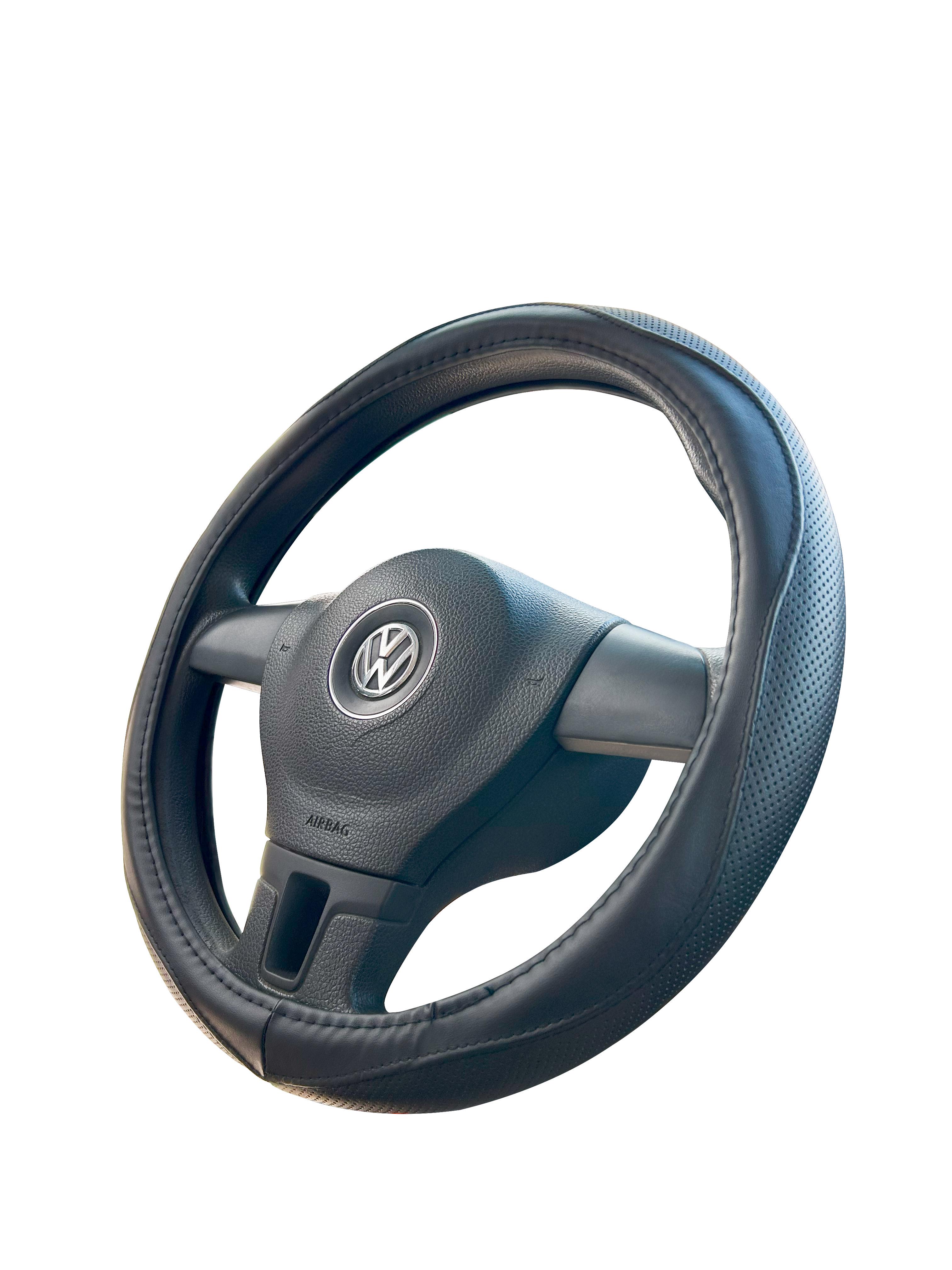 Чехол на руль Autovalom Steering из екокожи M 37-39 см Черный (1145)