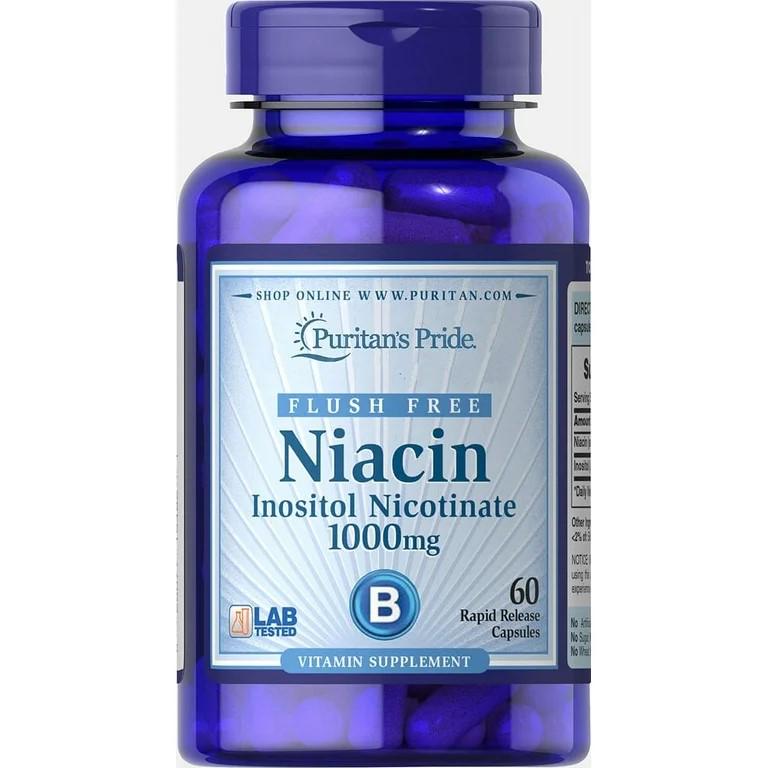 Ниацин Puritan's Pride Niacin 1000 mg Flush Fre 60 капс.