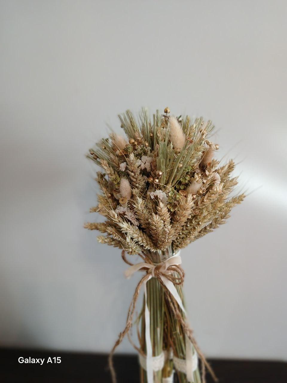 Дидух рождественский из колосья пшеницы/льна и овса на трех ножках 50-55 см с белой лентой (2822850612) - фото 2 Дидух рождественский из колосья пшеницы/льна и овса на трех ножках 50-55 см с белой лентой (2822850612) - фото 2