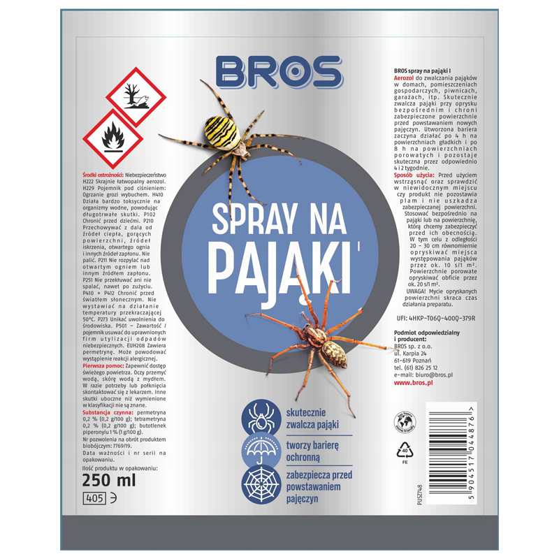 Спрей от пауков Bros 250 мл (15560200) - фото 5 Спрей от пауков Bros 250 мл (15560200) - фото 5