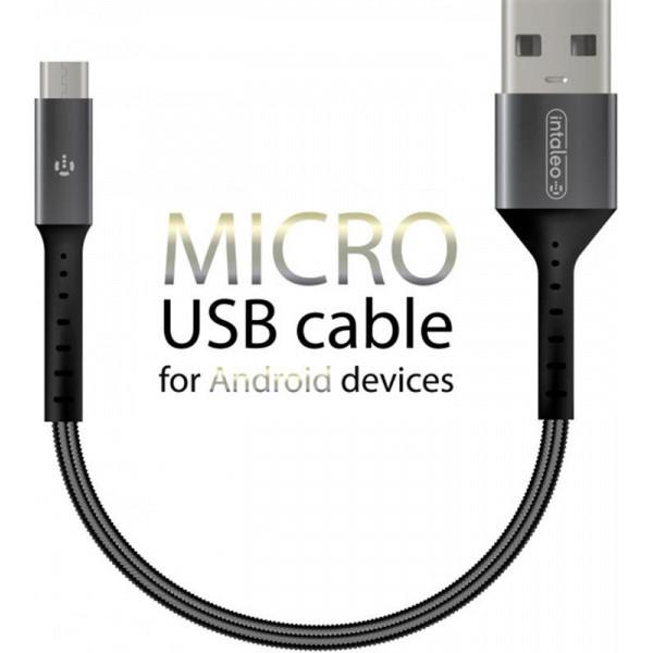 Кабель Intaleo CB0 USB-microUSB 0,2м Black/Grey (1283126495632) - фото 2