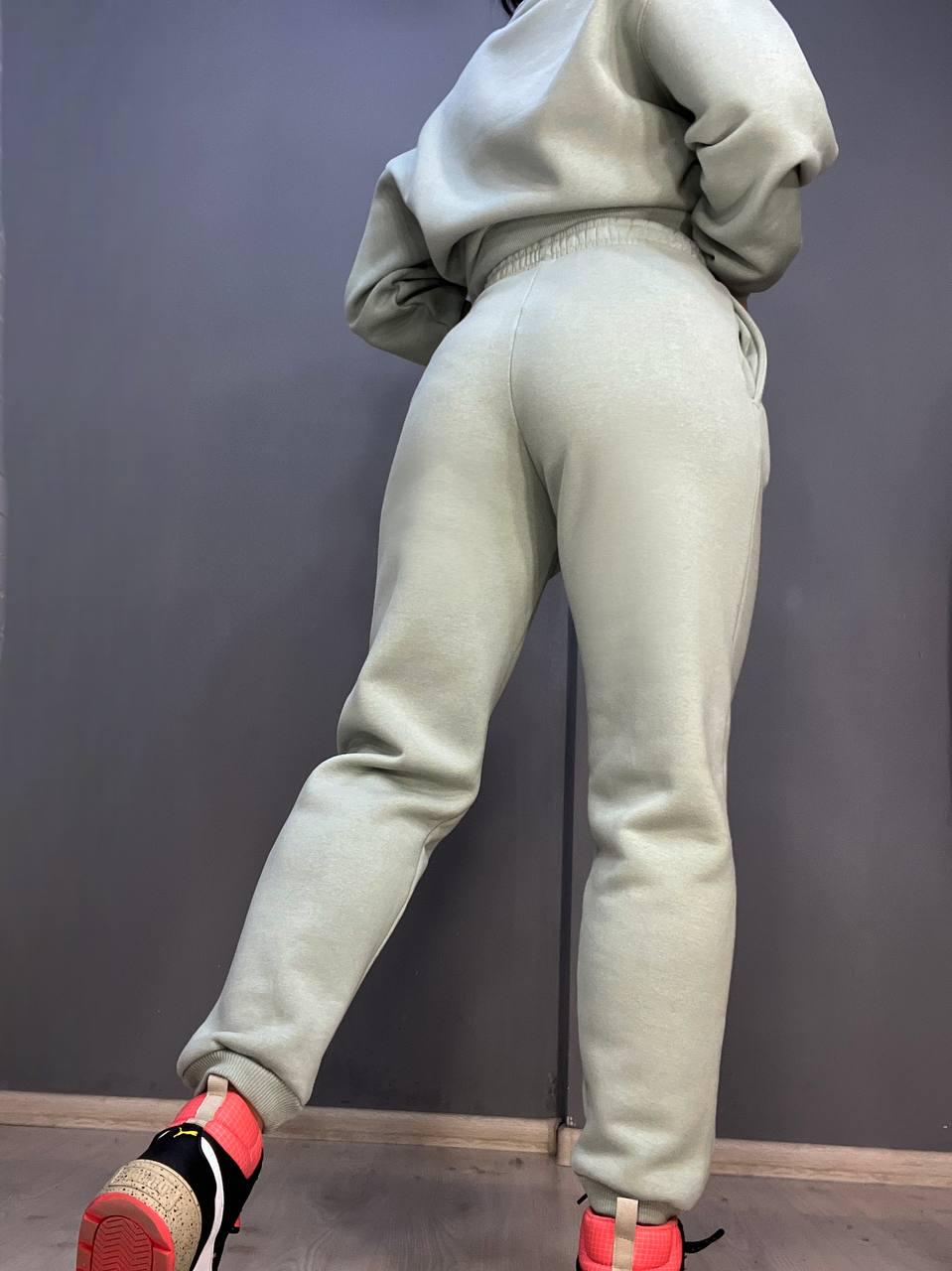 Брюки женские PEPPER MINT 24-13 спортивные джоггеры резинка на талии утепленные L Оливковый (925) - фото 3
