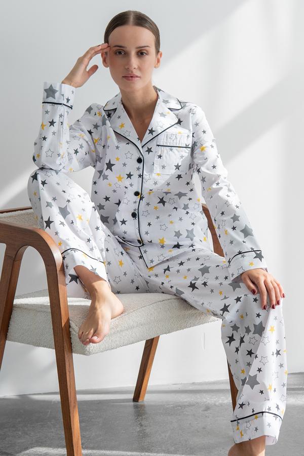Пижамный костюм хлопковый Forly с брюками XL Yellow Stars (HL0010-57-69_XL)