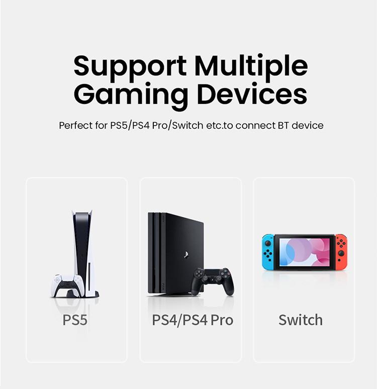 Передатчик USB Ugreen Bluetooth 5.0 для Nintendo PS4 PS5 Windows Mac Linux Черный - фото 7