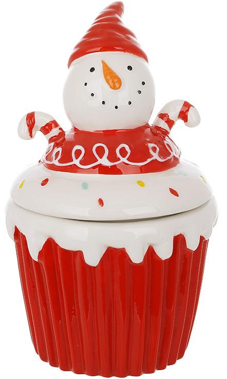 Банка керамічна для солодощів Тістечко Сніговик 350 мл - фото 1