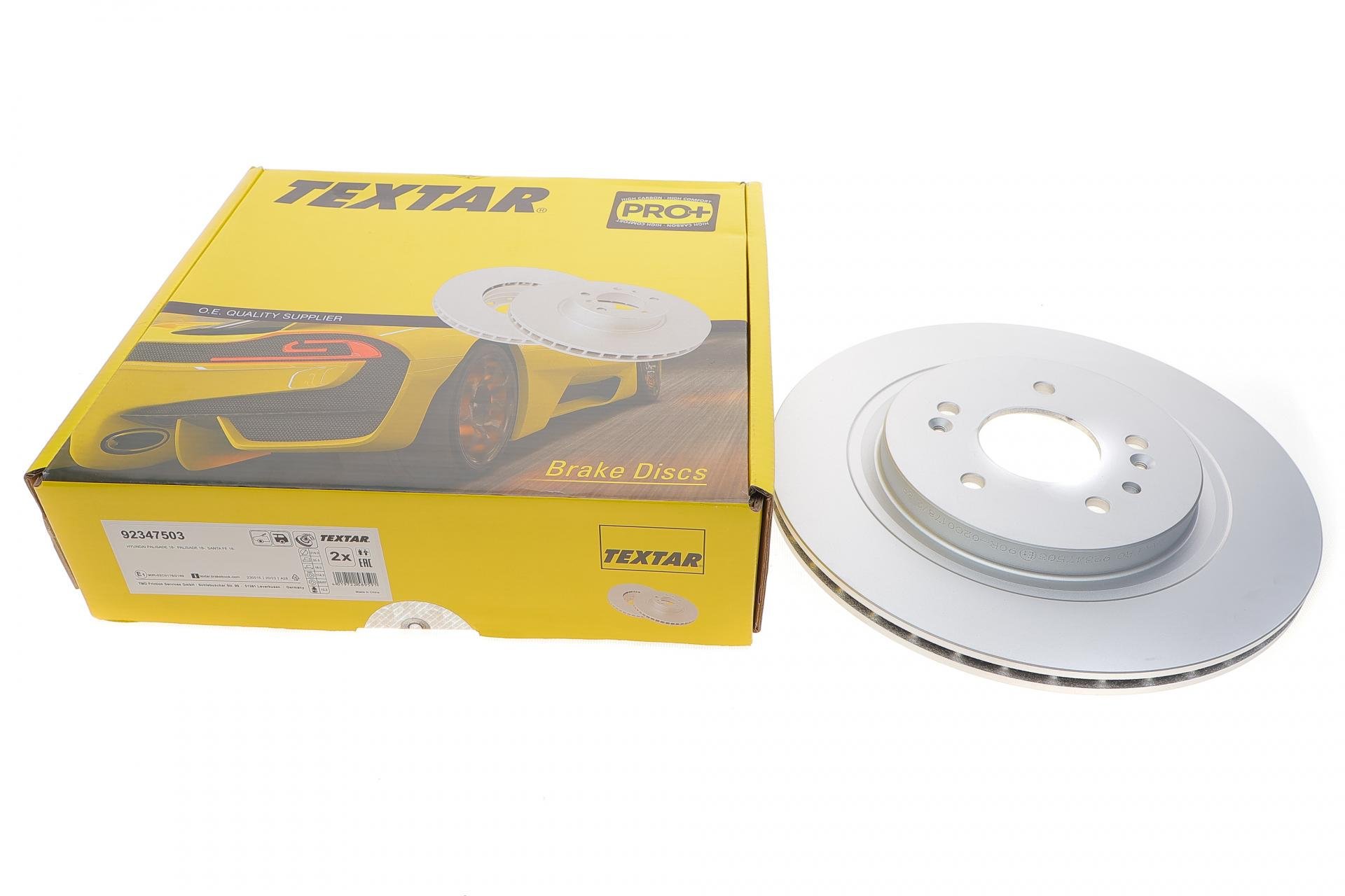 Диск тормозной задний TEXTAR для Hyundai Santa Fe 18- PRO 314x18 мм (92347503) Диск тормозной задний TEXTAR для Hyundai Santa Fe 18- PRO 314x18 мм (92347503)