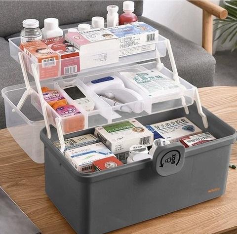 Аптечка-органайзер трехярусная для хранения медикаментов Серый/Прозрачный - фото 9 Аптечка-органайзер трехярусная для хранения медикаментов Серый/Прозрачный - фото 9