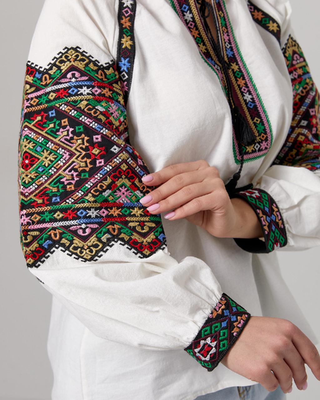 Вышиванка женская ESQ 5919 с орнаментом и этно-вышивкой на рукавах M - фото 6 Вышиванка женская ESQ 5919 с орнаментом и этно-вышивкой на рукавах M - фото 6