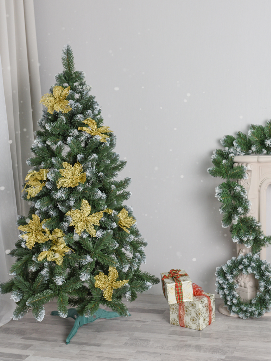 Штучна ялинка пухнаста зі снігом YaLINKA SK15 з вогнетривкого матеріалу 150 см Зелений (90887652) - фото 7