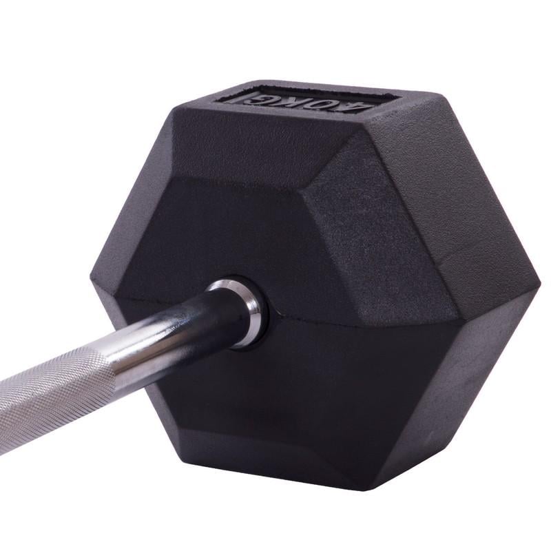 Штанга Zelart Record Rubber Hexagon Barbell фиксированная прямая обрезиненная TA-6230-40 длина 95 см 40 кг (DR002599) - фото 4