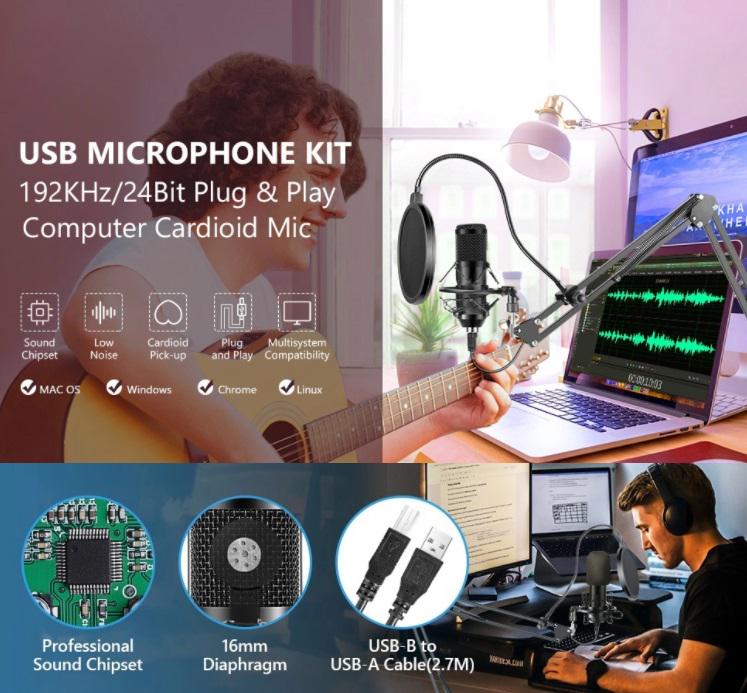 Студійний конденсаторний USB мікрофон Green Audio GAM-800B з пантографом - фото 5