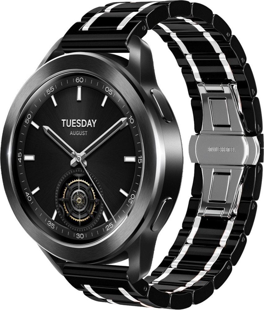 Ремінець керамічний Ceramo для Xiaomi Watch S3 Black White (37135-1E)