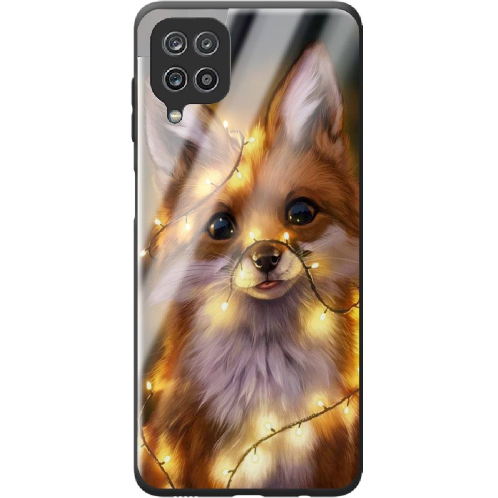 Чехол BoxFace Samsung M325F Galaxy M32 Рождественская лиса Черный силикон со стеклом (42962-up2399-44203)