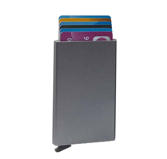 Гаманець розумний з RFID захистом картхолдер антизлодій на 5 карт метал Сірий (27455365) - фото 3 Гаманець розумний з RFID захистом картхолдер антизлодій на 5 карт метал Сірий (27455365) - фото 3