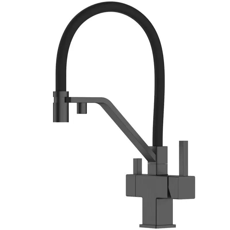 Змішувач для кухні KOER KB-72036-07 з виходом для питної води з гнучким виливом Графітовий (KR5812) Змішувач для кухні KOER KB-72036-07 з виходом для питної води з гнучким виливом Графітовий (KR5812)