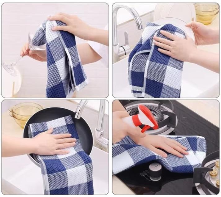 Набор кухонных полотенец Premium Soft 6в1 100% хлопок 34х34 см Сине-белый (NRK0003) - фото 5 Набор кухонных полотенец Premium Soft 6в1 100% хлопок 34х34 см Сине-белый (NRK0003) - фото 5