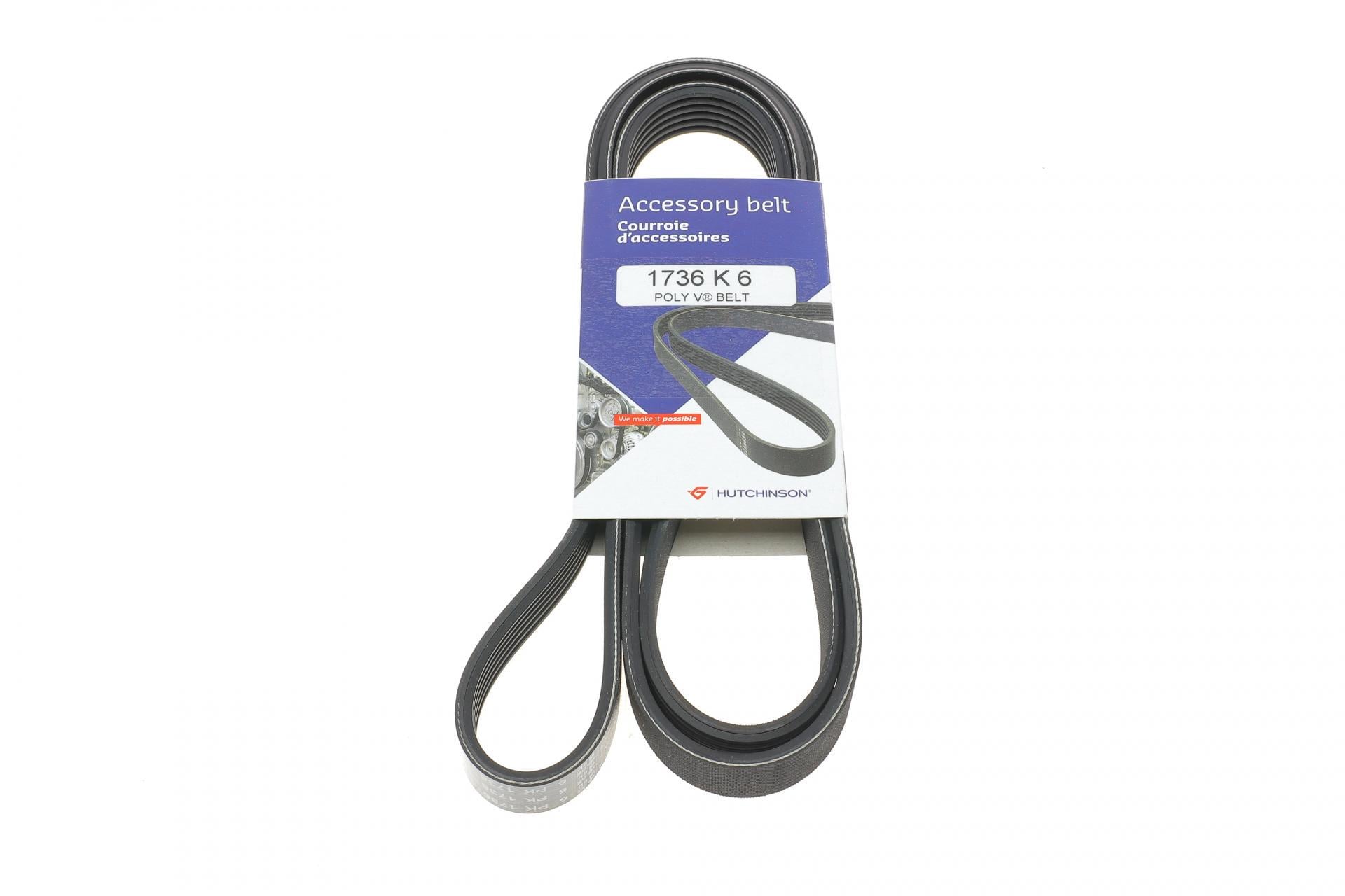 Ремень генератора HUTCHINSON VOLKSWAGEN Caddy III/Fiat Scudo 1.4/1.4TSI 03- (1736 K 6)