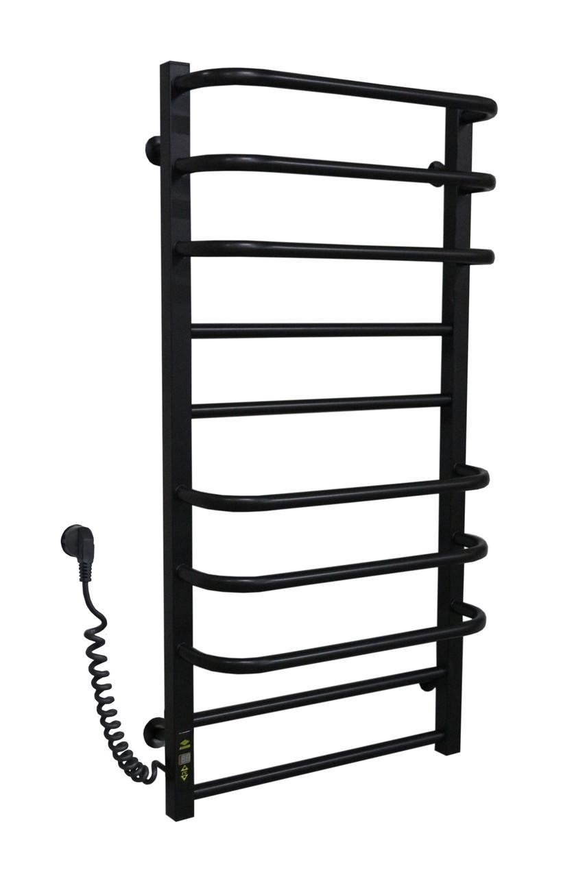 Полотенцесушитель электрический Kosser Лесенка Нелио EL с таймером нержавеющая сталь 10 секций 1000х500 мм Черный