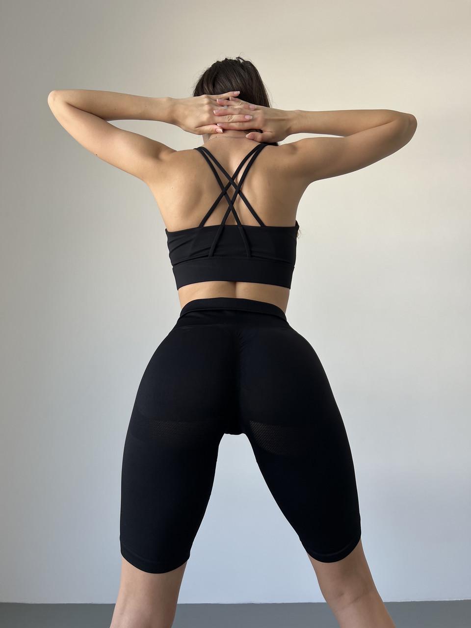 Шорты женские для фитнеса спортивные шорты с эффектом пуш-ап XL Черный (NCSH07M) - фото 3