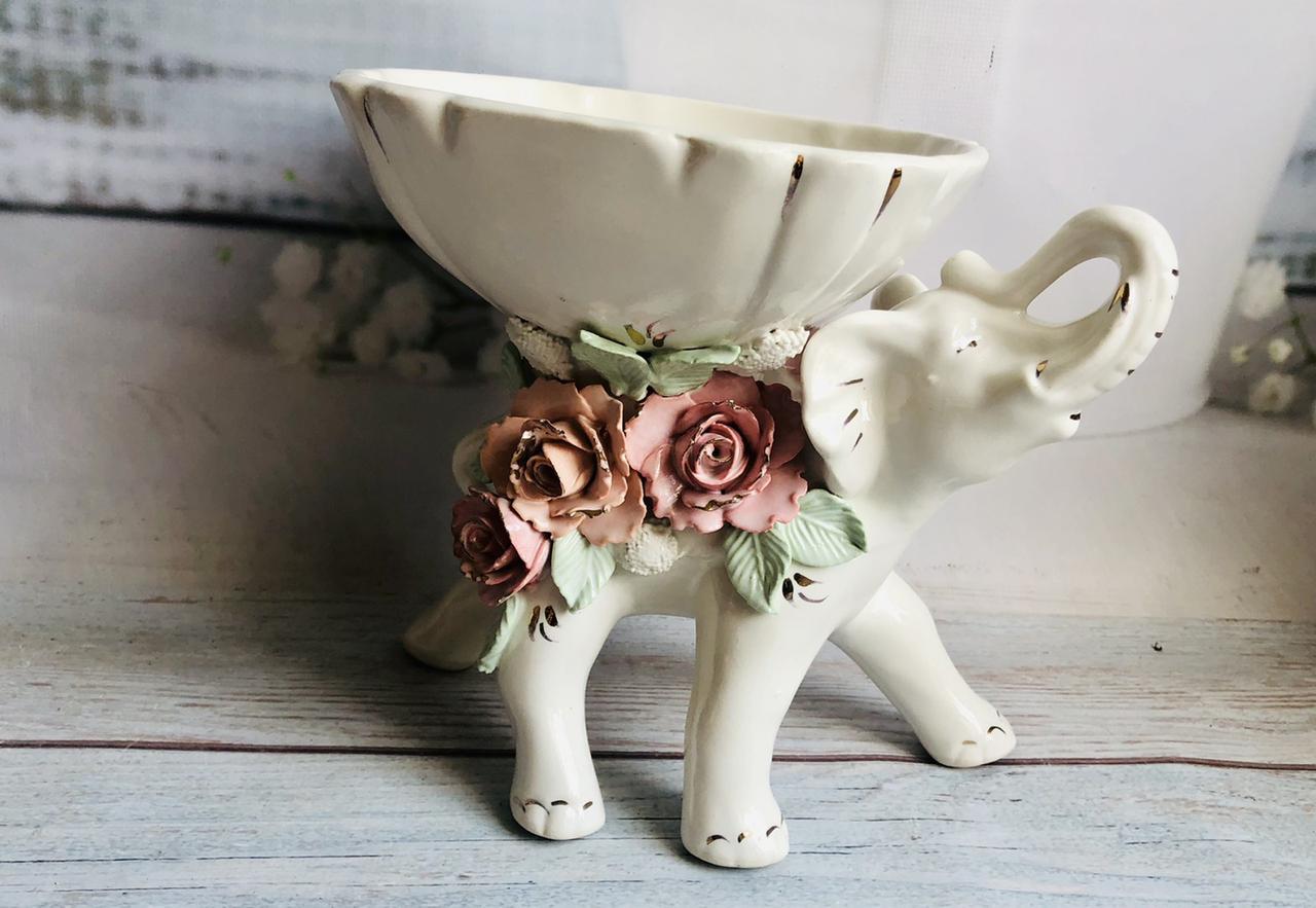 Конфетница Слон Классик цветочная лепка 20x22x18 см (1418677954)