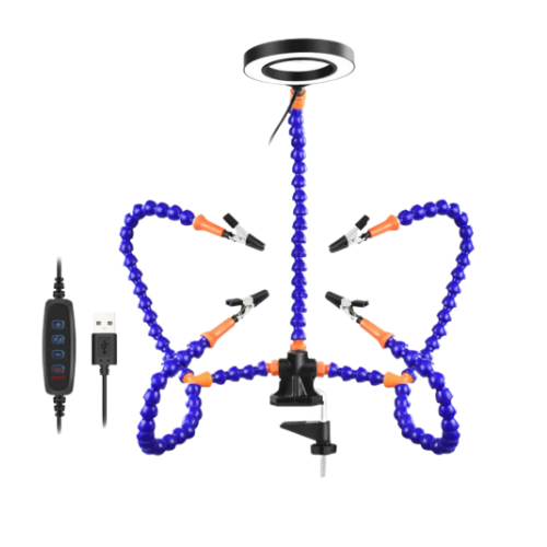 Держатель плат для пайки c лупой и LED-подсветкой (9822703)