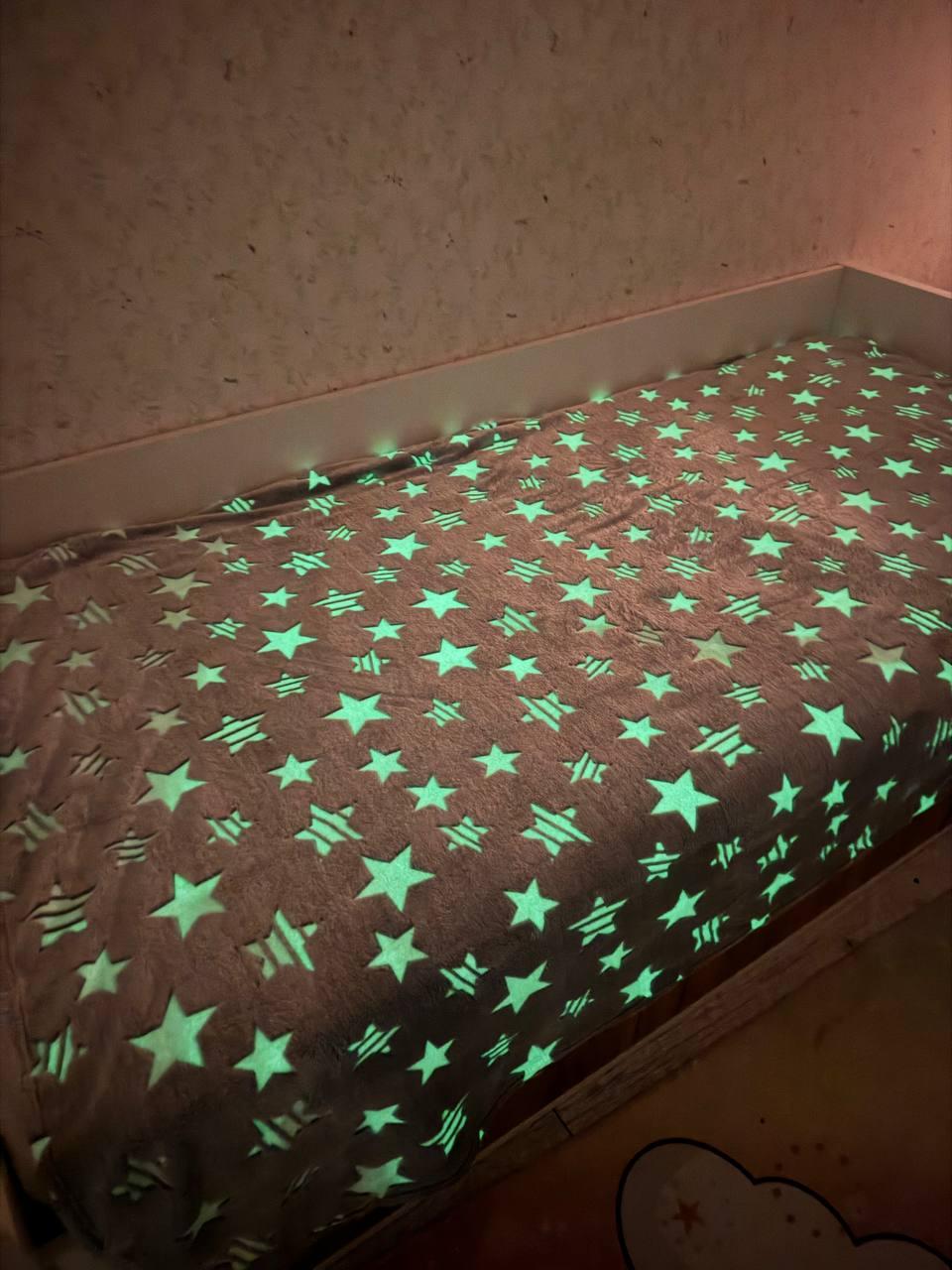 Плед детский светящийся ночью Звезды 150х200 см Серый (П4К-am-pled-svet-006-2)