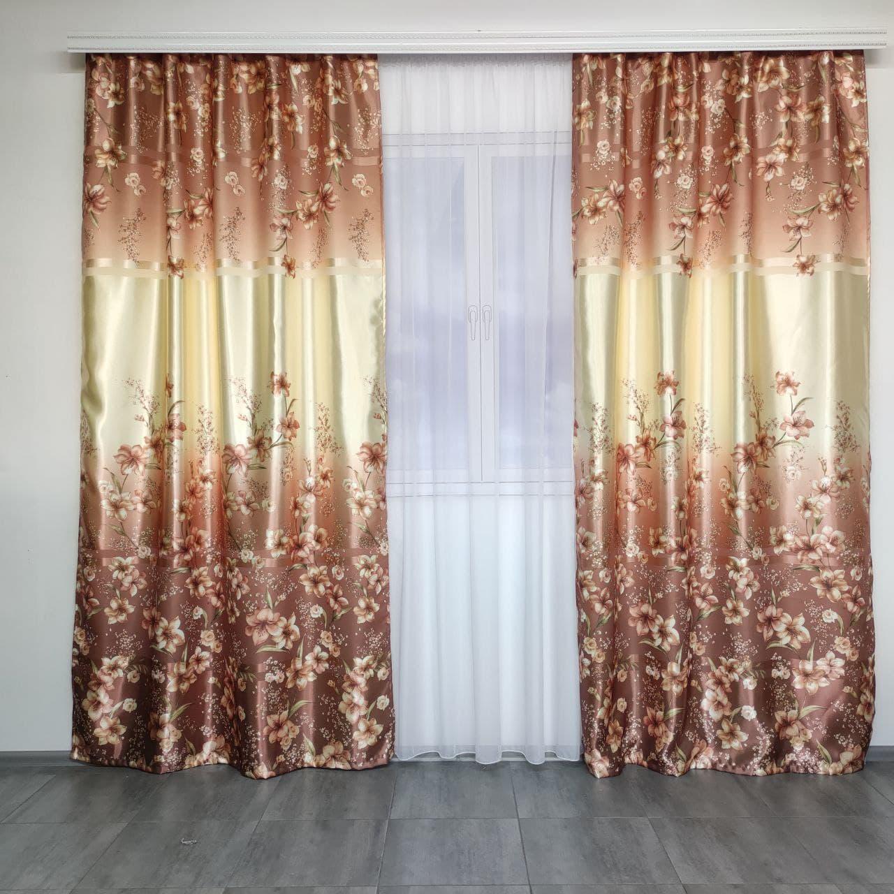 Штори ALBO з квітковим принтом 150x270 см 2 шт. Коричневий (SH-M650-3) - фото 12 Штори ALBO з квітковим принтом 150x270 см 2 шт. Коричневий (SH-M650-3) - фото 12