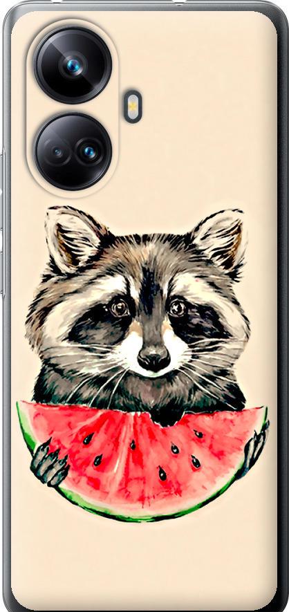 Чехол на Realme 10 Pro Plus Енотик с арбузом (4605u-2944-42517)