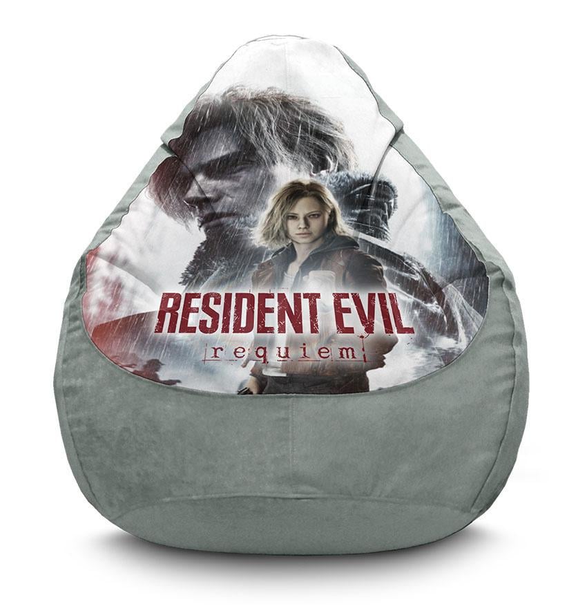 Крісло-мішок iPuff Оселя Зла Туман апокаліпсису флок XXL 90х125 см Сірий (11390-1)