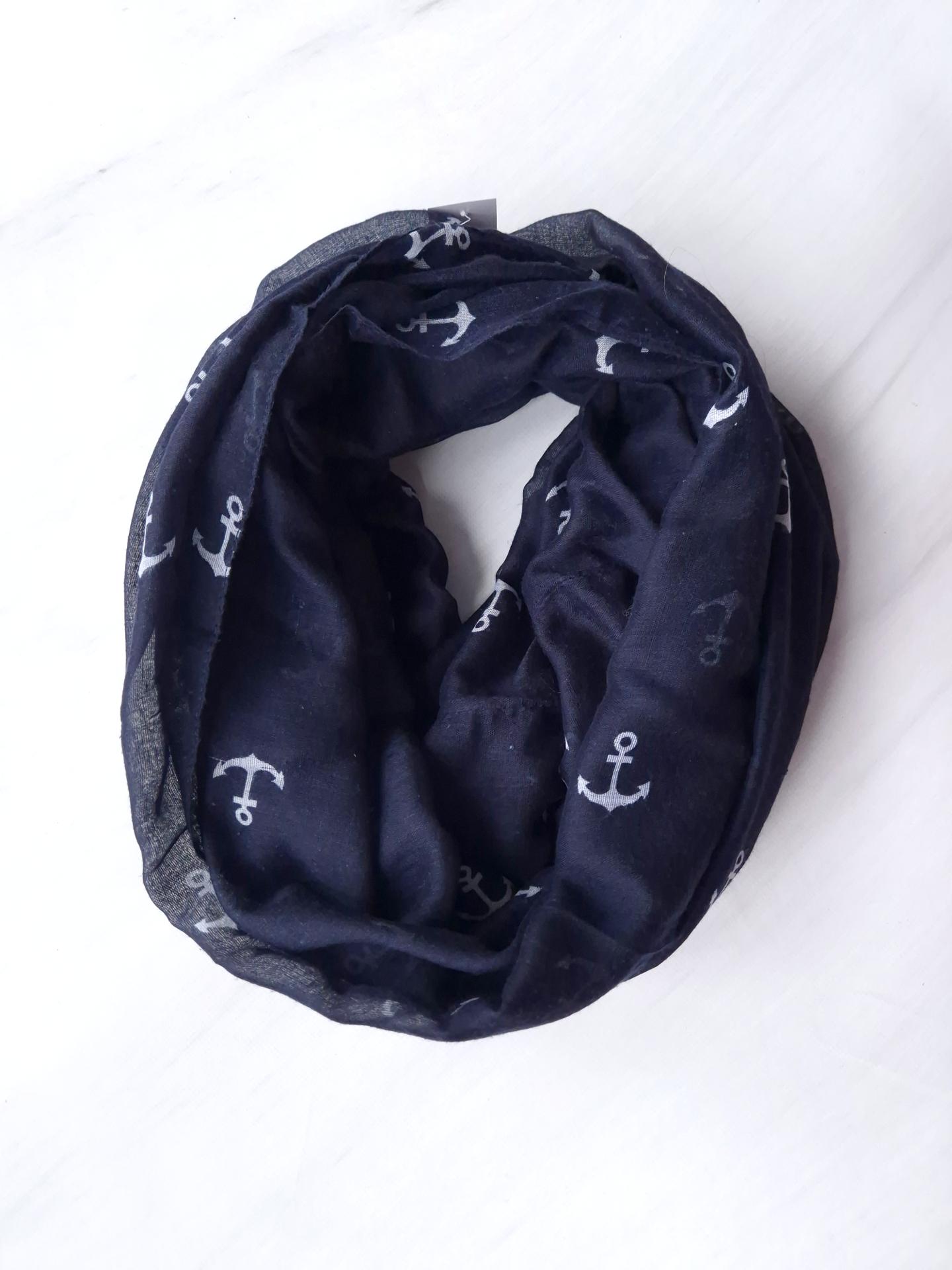 Шарф-снуд женский в рисунок якоря весна-осень 174х188 см Синий (15098)